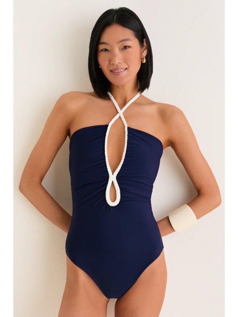 JUAN D DIOS Saint Tropez One Piece Navy/Ivory Size Small NWT
